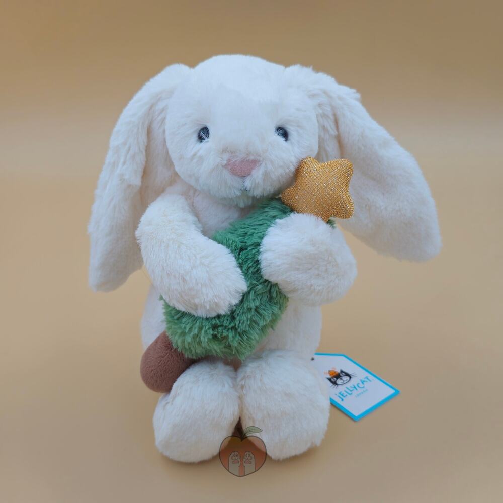 Jellycat Bashful Bunny With Christmas Tree - AUTHENTIC - NEW WITH TAGS